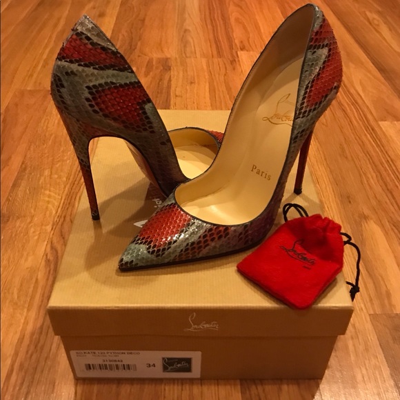 Christian Louboutin So Kate Python Deco Rouge Noir - Picture 2 of 2